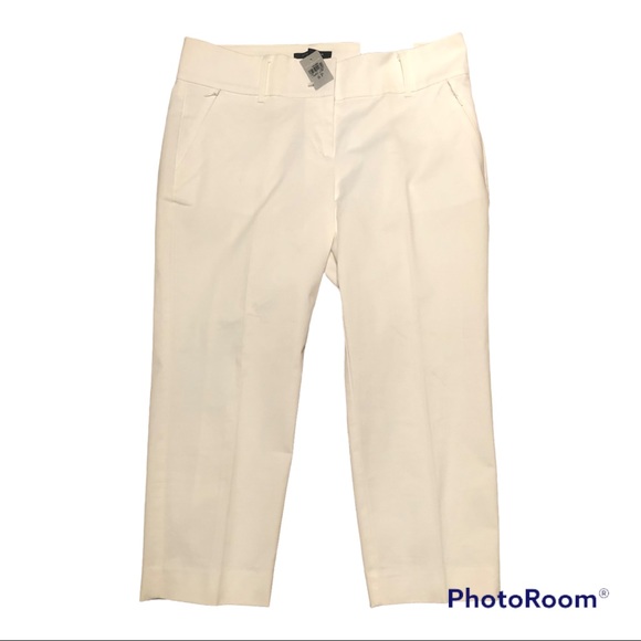 New Ann Taylor Modern Fit Cropped Length White Pants - Picture 2 of 5